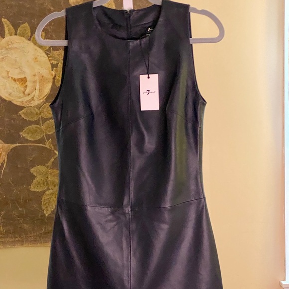 For All Mankind Leather Dress Black Sz. S Back Zipper Sleeveless NWT Retail $695